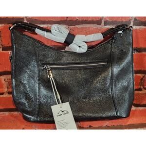 Over Earth Genuine leather Hobo Purse Shoulder Bag Crossbody Handbag BLACK NEW
